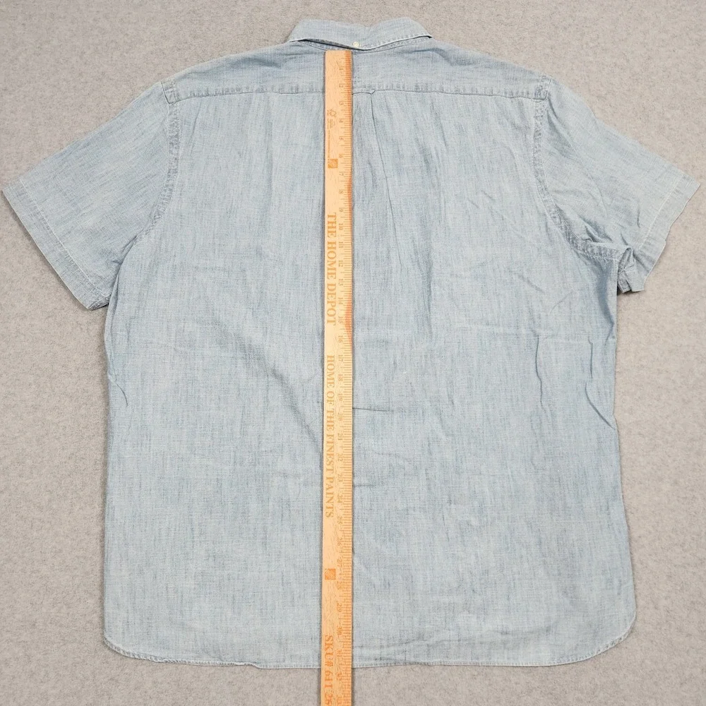 Ralph Lauren Shirt Mens XXL Blue Chambray Denim USA Flag Embroidered Western